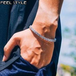 Link Chain 1 Row Bling Iced Out Out Mens Zirkon Tennis Bracelet Women Men Cz Hip Hop Jewelry Gold Black Color1Link