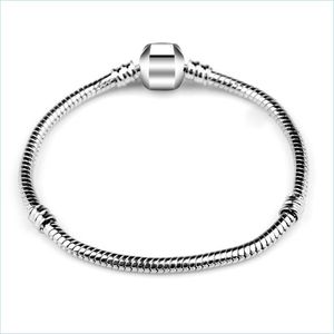 Chaîne à maillons 100% Original 925 Sterling Silver Snake Chain Bracelet Bracelet avec certificat 16-23cm pour les femmes Drop Livraison 2021 Bijoux Dh7Un