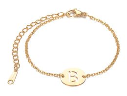 Chaîne de liaison 100 en acier inoxydable Gold Couleur AZ Bracelet de charme de nom de nom initial pour femmes bijoux9366289