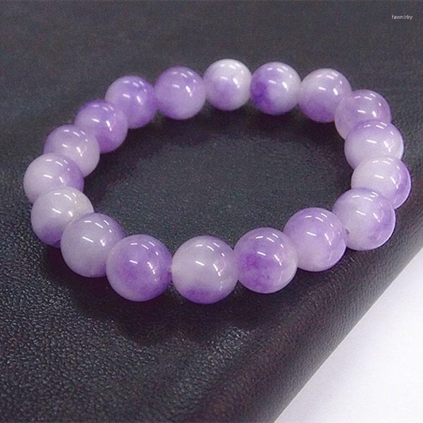 Chaîne à maillons 10mm améthystes de rêve naturelles Quartz énergie violet clair cristal pierre Bracelet femmes perlé extensible cadeau bijoux Fawn22
