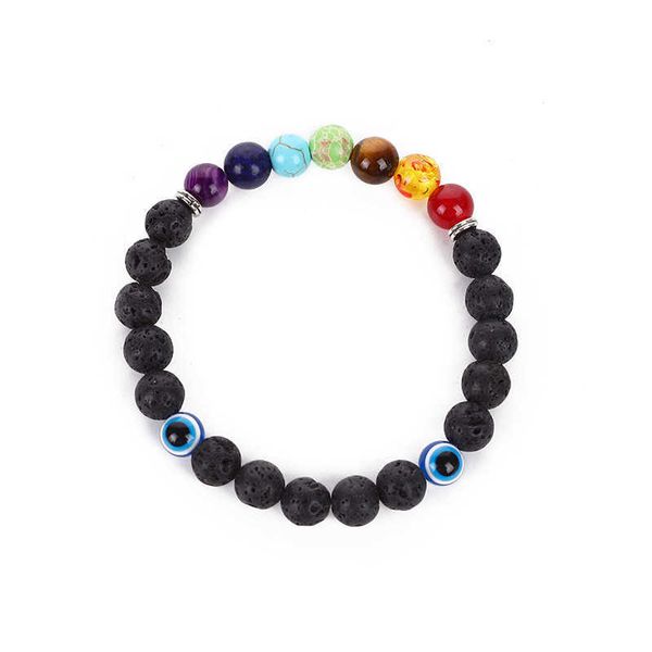 Chaîne à maillons 10pc 8mm turc mauvais œil perles Chakra pierre Bracelets extensibles bracelets Quartz bracelet pour femmes chanceux G230222