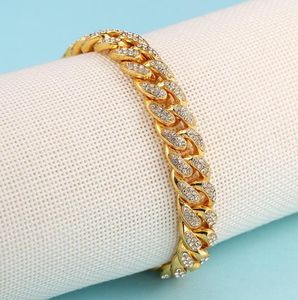 Chaîne de liaison 12 mm Iced Out Bling CZ Miami Cuban Braclet Gold Color Hip Hop Rock Bijoux pour hommes Femmes 910Inch CONDIONNEMENT CONDIONNE