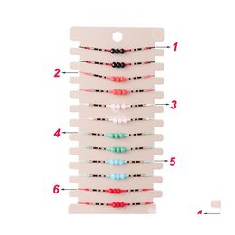 Catena a maglie 12 Pz / set Colorf Perline di cristallo di vetro Charms Braccialetti Braccialetti per le donne Corda tessuta regolabile Braccialetto Gioielli Bambini Dhpcu