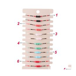 Link Chain 12pcs/Set Colorf Glass Kristal kralen Charms armbanden armbanden voor vrouwen verstelbare geweven touw polsbandje sieraden kinderen dhpcu