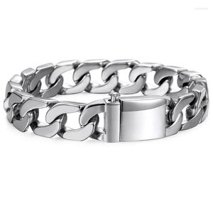 Chaîne à maillons 13mm de large énorme lourd hommes plat gourmette cubaine en acier inoxydable 316L Bracelet couleur argent 9-10 pouces bijoux de mode DHB83 Kent22