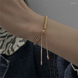 Bracelet en titane et acier pour femmes, chaîne à maillons, tendance, en métal tissé, bijoux en or, cadeaux de fête, nouvelle collection 2022