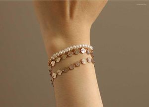 Chaîne à maillons 2022 femmes européennes et américaines vente plaqué sous vide Simple perle baroque naturelle élégant Bracelet haute couture