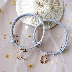 Cadena de eslabones 2022, cuerda de Milán, estrella hueca, Luna, pulsera de pareja, imán para atraer a estudiantes, regalo de mano para novias