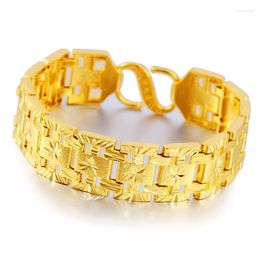 Chaîne à maillons 20MM Bracelet pour hommes Tendance Bijoux En Laiton Plaqué Or 24K Dominateur Visage Large Durable Couleur Cadeau Trum22