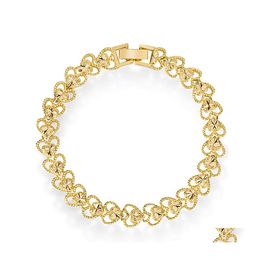 Chaîne de liaison 24k Gold Punk Heart Bracelet Fashion Curb Cuban Copper Bracelets Bangle For Unisexe Women Men Drop Livilor Jewelry Dhqlk