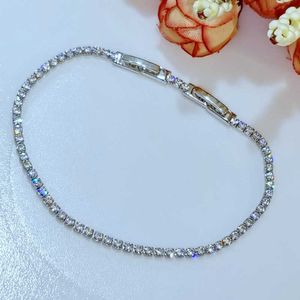 Chaîne à maillons 2mm 15-17 cm Cluster CZ chaîne à maillons Bracelets de Tennis pour femmes filles amie bijoux mince en laiton couleur or blanc Pulsera Bracciali G230208