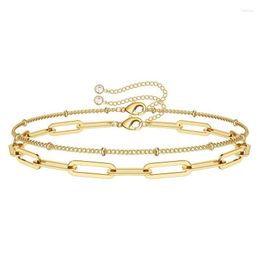 Link Chain 2pc 14 K goud gevulde mode dames sieraden dubbele laag kralen armband voor cadeau meisjes dame drop fawn22