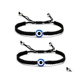 Link Chain 2pcs Handmade Red String Evil Blue Eye Link armbanden Ojo Turco Kabh Bescherming Luck Amet Wens Bracelet Paar sieraden F DHMZB