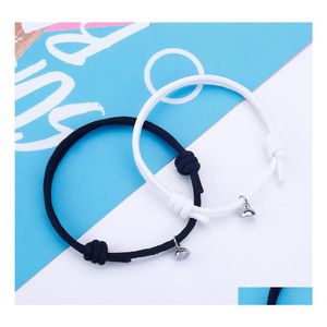 Link Chain 2pcs / set magneet trekt paar armband sieraden verstelbare elastische touw armbanden cadeau voor vrouwen mannen