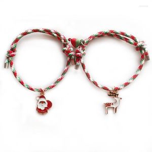 Link Chain 2pcs/Set Red and Green Love Heart Kerstmagneet Bracelet Paar Bijpassende brasletafstand Gepaarde braclet liefhebbers Sieraden Kent22