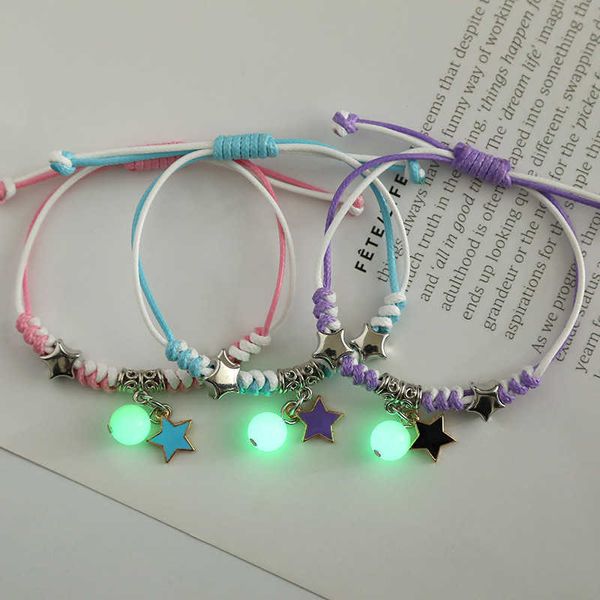 Lien Chaîne 3pcs Lumineux Couple Bracelet Papillon Étoiles charme bracelets amoureux Meilleur Ami Hommes Femmes Lumineux Bracelet Cadeau en gros G230208