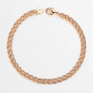 Link Chain 5mm Slak tarweshakbanden bij de hand voor dames meisje 585 rose goud femme paar mode sieraden 20 cm cb59Link lars22