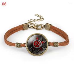 Cadena de eslabones 6. Adornos rusos Segunda Guerra Mundial Soviético CCCP Patrón KGB Pulsera retro con cuerda de mano simple Encanto al por mayor Fawn22