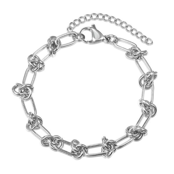 Lien, Chaîne 7mm En Acier Inoxydable Noeud Bracelets Pour Femmes Hommes Longueur Réglable Mode Bracelet Chic Bijoux En Gros Cadeaux DDB327