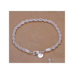 Link Chain 925 Sier Geplaatste armband Fijn For Women Girls Fashion Designer 4mm Twist Wholesale Drop Delivery Sieraden Armbanden DHKQP