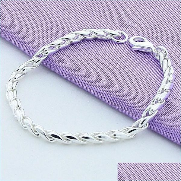 Cadena de eslabones 925 Sterling Sier Pulseras Cadena de serpiente Tornillo Se adapta a los encantos europeos 20Cm Diy Joyería de moda Regalo de las mujeres 1252 Dhseller2010 Dhtwc