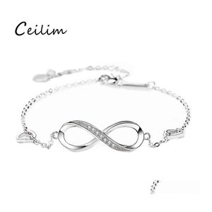 Link Chain 925 Sterling Sier Infinite Bracelet acht bedelarmbanden voor vrouwen trendy drop levering sieraden otf4x