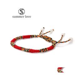 Chaîne à maillons Arrivée Corde Rouge Bracelets Tibétains Pour Femmes Mode Amour Porte-Bonheur Noeuds Bracelet Tissé À La Main Saint Valentin Bijou Dhikj