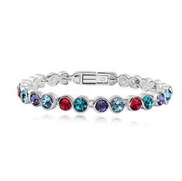 Cadena de eslabones, joyería de cristal austriaco, brazalete de acero inoxidable, pulsera de piedra de color plateado, acier inoxydable femme G230208