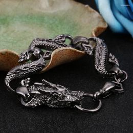Lien chaîne noir feu Dragon perles Bracelets hommes Vintage Halloween bijoux alliage métal BraceletsBangles Homme goutte Lars22