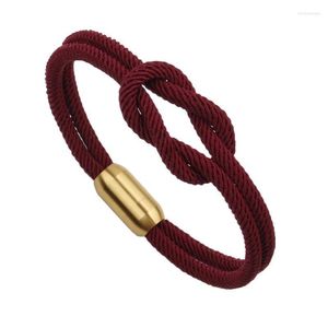 Link Chain Black Red Blue Rope Square Knoop Bracelet Men Women Outdoor Adventure Climbing Surf met roestvrijstalen magnetische sluiting Trum22