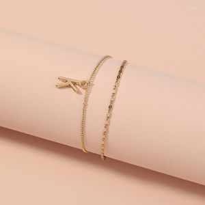 Chaîne à maillons bohème couleur or lettre K perles bracelets pour femme ensembles de mode bijoux minimalistes cadeaux Trum22