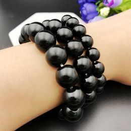 Bracelet de chaîne à maillons pour hommes, Imitation obsidienne, perle de bouddha, grand 14mm, mode atmosphérique, 223J