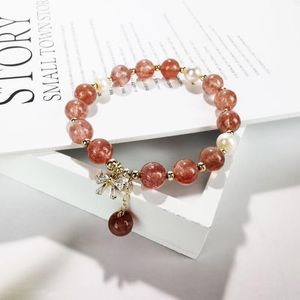 Lien, bracelet en chaîne pour femme naturel fraise cristal cristal papillon bijoux de femme de luxe femmes et légères de luxe recrute de la pêche