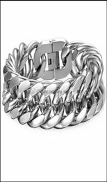 Link Chain armbanden Davieslee 18 22 mm zware heren Bracelet Curb Cuban Link Sier kleur 316L roestvrijstalen polsband mannelijke sieraden 3052584