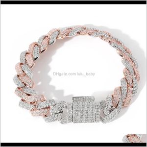 Lien, chaîne bracelets drop livraison 2021 14mm glacé cubain hip hop bijoux or sier couleur strass pour hommes rappeur bracelet W1218 ues8n
