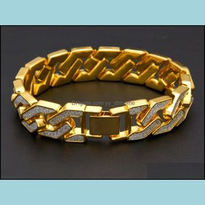 Bracelets de chaîne à maillons Bijoux Bracelet cubain pour hommes Tops Qualité Pop Club Accessoires Ice Out Hip Hop Plaqué Or Bracelet Zircon Chaînes Dro