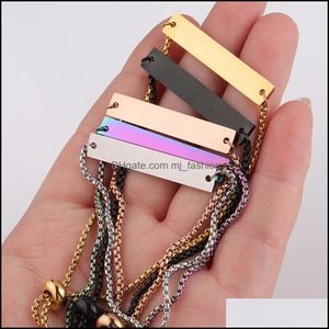 Bracelets de cha￮ne de liaison bijoux de mode en acier inoxydable bracelet vierge bricolage Nom personnalis￩ pour la gravure Gold r￩glable 5 couleurs hommes wo