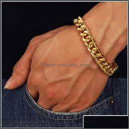 Linkketen armbanden sieraden heren roestvrij staal voor mannelijk goud sier Miami Cuban Link Chains Bangle mode nooit vervagen cadeau drop levering 2