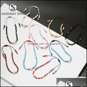 Lien Chaîne Bracelets Bijoux Miyuki Riz Perlé Pour Les Femmes Colorf Mini Perles Bracelet Tissé À La Main Réglable T Dhhmo