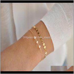Link, Kette Armbänder Jewelrycross-Border Kreativer Süßwasserperlenschmuck Unabhängiges 2-teiliges Set Mode Einfache Persönlichkeit Weibliches Armband