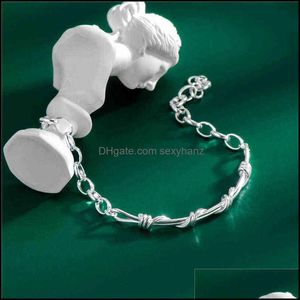Lien, chaîne Bracelets Version coréenne S925 Sterling Sier tissé à la main fil torsadé Irregar géométrique simple bracelet premier bijoux conçu par