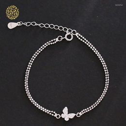 Link Chain Butterfly Crystal Bracelet hypoallergeen Simple Double Layer sieraden Vrouwen Geschenk dating voor charme sieraden bruiloft Kent22