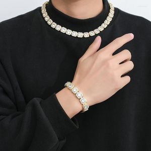 Link Chain Charm Hip Hop Claw Setting CZ Stone Bling Iced Out Square Choker Tennis Armbanden For Men Rapper Sieraden Gift Rodn22