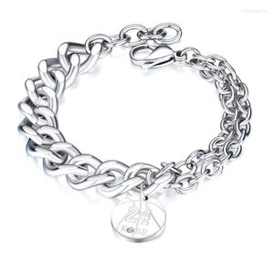 Linkketen charme sieraden basketbal ronde druppel roestvrij staal mannelijke t-clasp armband bangle