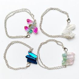 Link, ketting gecoat punt Crystal Link Armband voor vrouwen Kleurrijke Natuurlijke Wand Stones Pol Sieraden Dropship 1pc