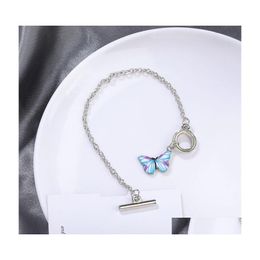 Link Chain Colorf Butterfly Bracelet Link met Toggle Clasp en Sluit voor vrouwen Men Men Fashion armbanden Sieraden maken Girls Gift 3 DHO6N