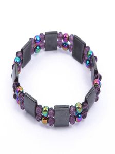 Chaîne de liaison Bracelet à double couche colorée Bracelet Slimming Hommes Bracelets magnétiques en pierre noire Tourmaline pour femmes1751123