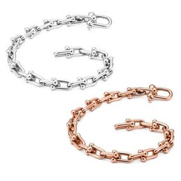 Cadena de enlace Copperlink Cable Hands Pulseras para mujeres Men Rose Rose Silver Color Circle Bracelet Joyas Regalos245y