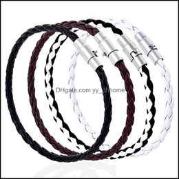Link Chain Creative Insurance Magnetic Bracelet Men and Women Leather Rope gevlochten paar sieraden drop levering 2021 bracele yydhhome dhxzi