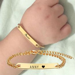 Link Chain CUSTOM BABY NAAM ARMBAND CURB LINK VERSTELBARE GOUD ZILVEREN TOON VOOR KINDEREN KINDEREN BRAZELET KERSTGIFTEN302W